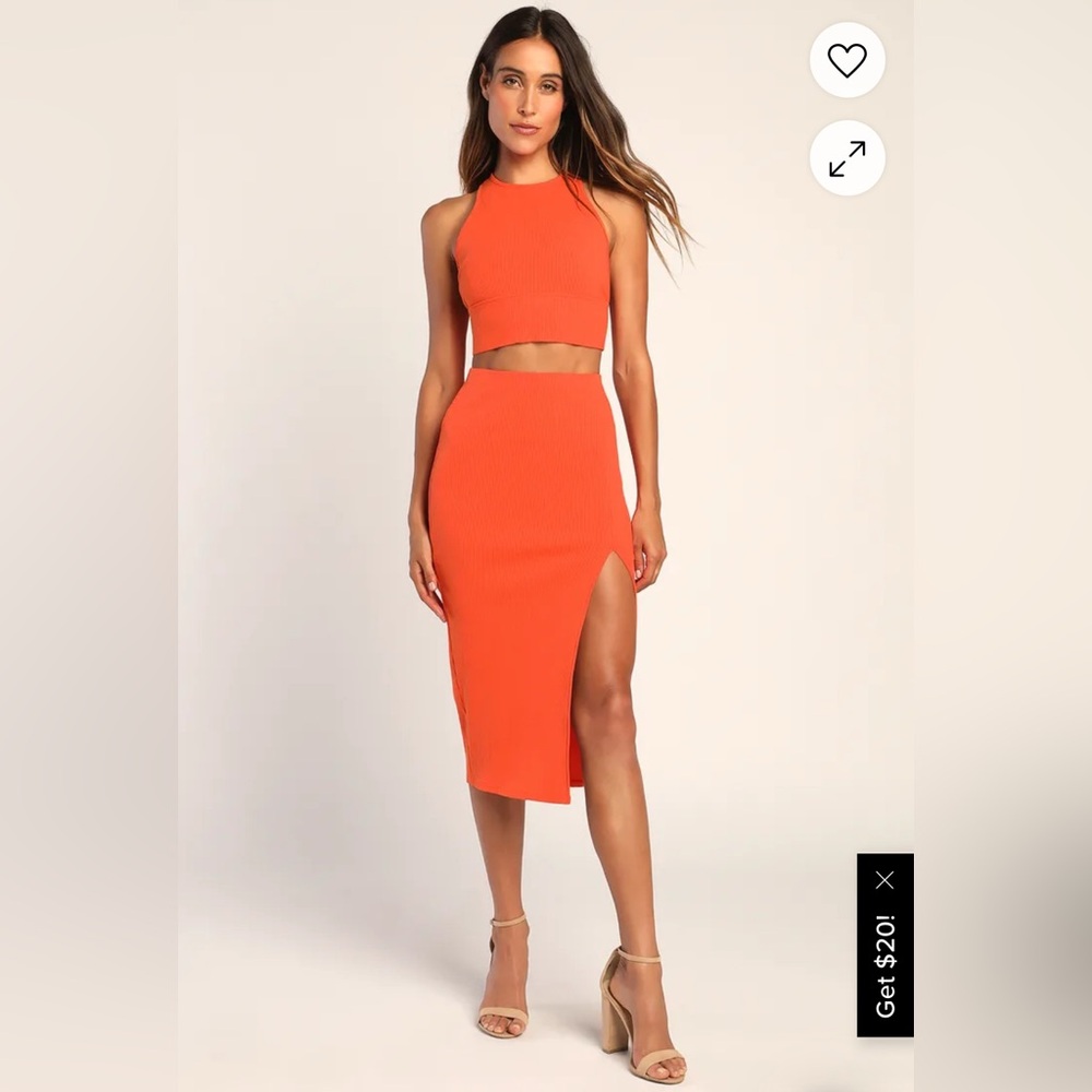 Lulu's Orange Two Piece Midi Dress